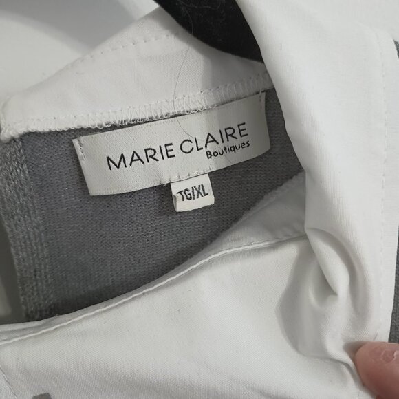 Marie-Claire 3/4 sleeves gray sweater with front print and strass size XL - Picture 3 of 5